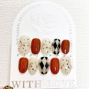 秋ネイル ミラーネイル ネイルチップ ジェルネイル 付け爪 ブラウン 韓国ネイル ワンホンネイル 入学式 卒業式 成人式 結婚式