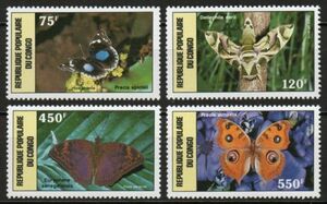 切手 H380 コンゴ 昆虫 蝶蛾 4V完 1987年発行 未使用