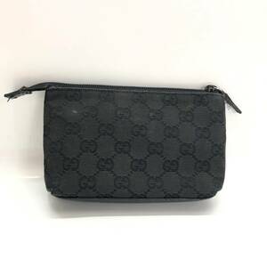 □GUCCI ポーチ 黒 GG柄 グッチ レディース 小物入れ コスメポーチ GGキャンバス 115237 002058 複数落札同梱OK B230927-301●