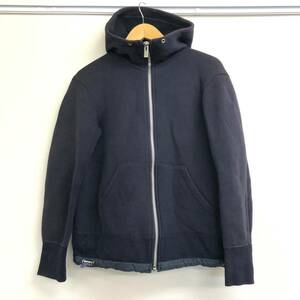 □sacai SPONGE SWEAT HOODIE パーカー 2 濃紺 サカイ レディース SCW-050 フーディ ジップアップ ドローコード 複数落札同梱OK B230929-6