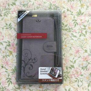 新品　未使用　スマホケース　アイフォーン　スマートフォン　パープル　手帳型　スタンド機能付きカードポケットありストラップホールあり