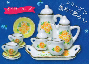 シャイング ガチャ ミニチュア茶器セット2 英国薔薇シリーズ 【イエローローズ】