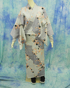 （168）洗える着物　washable 小紋　合成繊維　手縫い　pre-owned 中古　Japanese　Kimono　156.5cm　　61.6inch　synthetic fiber
