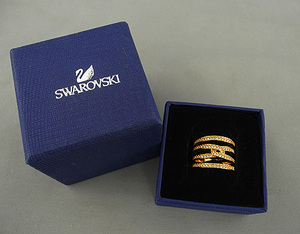 (37)SWAROVSKI Swarovski ring 11 number ring rose Gold crystal used 5140094 52 domestic written guarantee 