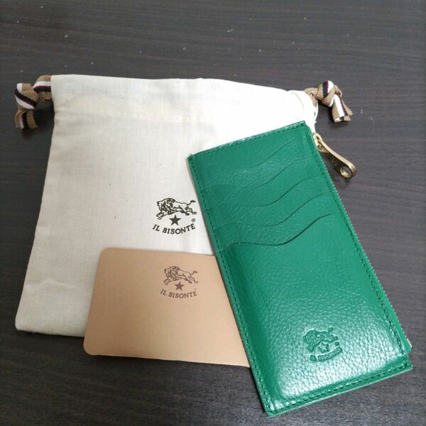 新品 イルビゾンテ 本革 レザー ウォレット カードケース 財布 グリーン 緑