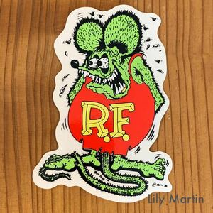 Rat Fink デカール S 8 x 5.5cm グリーン 緑 MOONEYES ムーンアイズ 好きの方にも シール ラットフィンク ステッカー