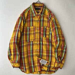 【美品】ENGINEERED GARMENTS -Work Shirt Cotton Twill Plaid- size/XS (jb) USA製 オーバーサイズ ワークシャツ 長袖 チェック イエロー