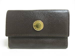 11801◆【SALE】BVLGARI ブルガリ レザーキーケース/キーホルダー ダークブラウン【ABMEET】MADE IN ITALY 中古 USED