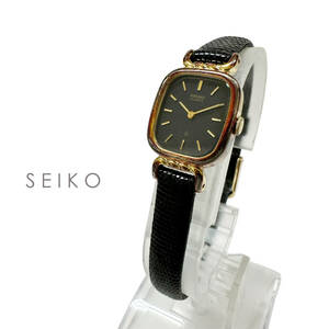 23T424_1 ヴィンテージ SEIKO 1400-6050 クォーツ 黒文字盤 レディース　腕時計　セイコー