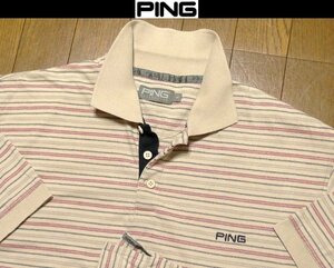 M(US)XL(JP位)★格安即決＋送料無料★ 美品 ピン PING USA限定モデル1点物 4方向伸縮スムース ポロシャツ日本未発売3L 2XL XO位