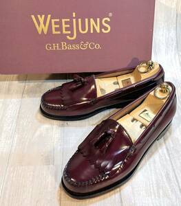 【未使用】G.H.BASS WEEjUNS ジーエイチバス ウィージャンズ◆25cm 8D◆タッセルキルトローファー モカシン 革靴 本革 ドレスシューズ 赤茶