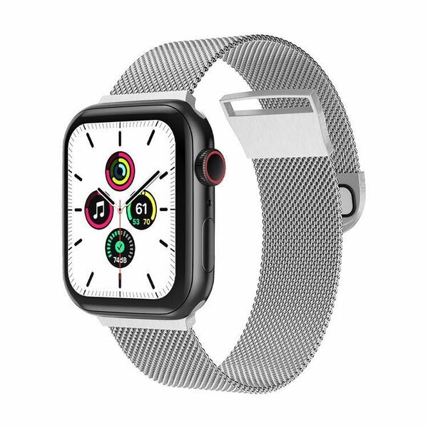 シルバー 42/44/45mm Apple Watch用 バンド ステンレス製 長さ調節 強力な磁気クラスプ付き バンド Apple Watch Series7/6/5/4/3/2/1に対応