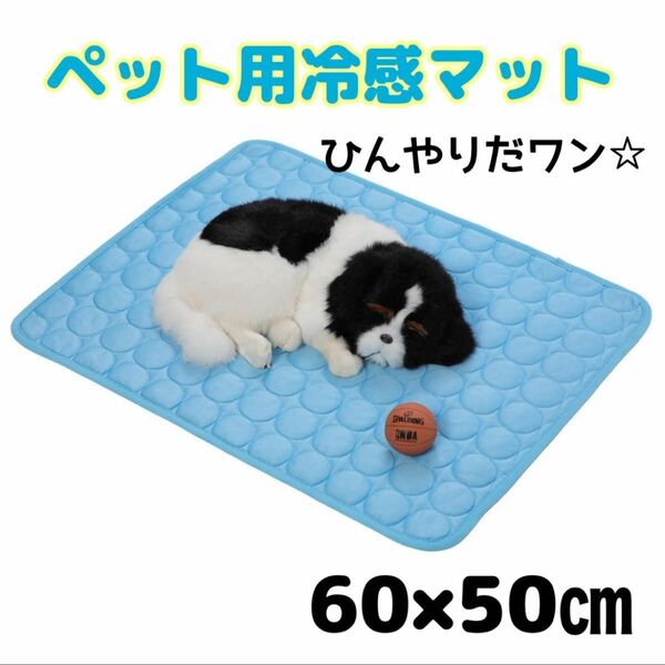 【新品】ペット用 ひんやり 接触冷感 マット 60×50㎝　ブルー　犬猫　小動物　洗濯可能　 ひんやりマット