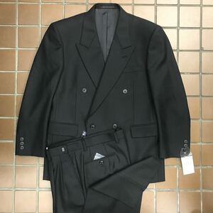 最安値に挑戦【新品】★激安タグ付★ダブルスーツ フォーマルスーツ 礼服　喪服/サイズXL AB7/ブラック　黒/ノーベンツ/アジャスター