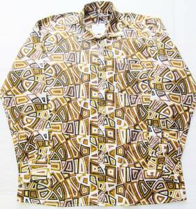 AX21)WOODINアフリカン柄シャツ長袖/3XL/大きいサイズ