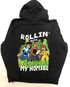 BH71)NO BRAND ROLLIN' WITH MY HOMIES プリントプルオーバーパーカー/BLK/2XL/USサイズ/大きいサイズ/LA