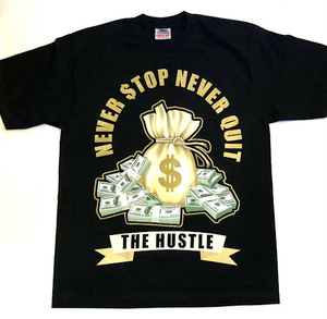 BH59)PRO TEAM $ THE HUSTLE プリント Tシャツ半袖/BLK/LA/HIPHOP/XL/大きいサイズ/ヘビー/USサイズ