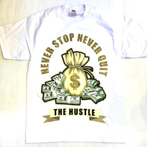 BH59)PRO TEAM $ THE HUSTLE プリント Tシャツ半袖/WHITE/LA/HIPHOP/XL/大きいサイズ/ヘビー/USサイズ