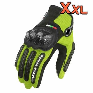 【新品緑色XXL】バイクグローブ手袋 ナックルガード 衝撃吸収・滑り止めメッシュ　スマホ対応 サイクリング 硬質プロテクション 通気性優れ
