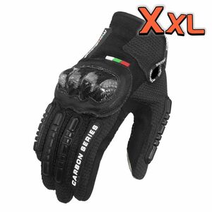 【新品黒XXL】バイクグローブ手袋 ナックルガード 衝撃吸収・滑り止めメッシュ　スマホ対応 サイクリング 硬質プロテクション 通気性優れ