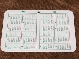 ロレックス カレンダー 1992年 1993年 ノベルティ ヴィンテージ アンティーク Calendar C番 S番 90年代 時計 付属品 ROLEX 非売品
