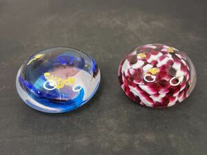  glass skill glass weight weight paperweight glass red blue gold paint retro 