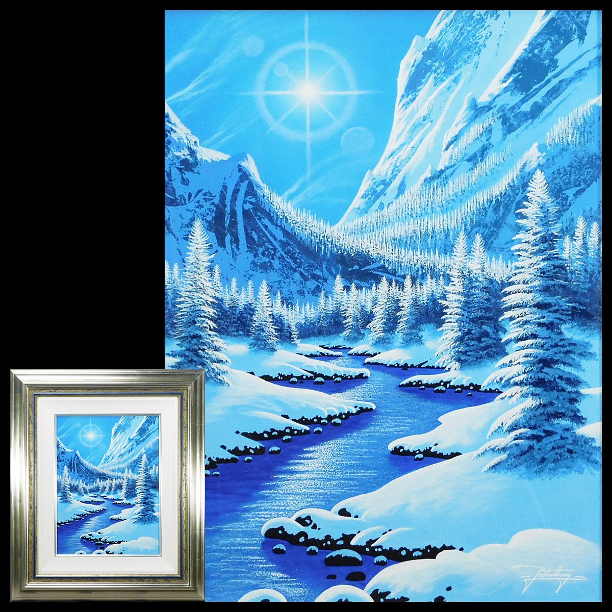 Jon Rattenbury Décembre Brilliance No. 6 Acrylique Original Encadré Illustration Certificat Boîte Spéciale s23090202, Peinture, Peinture à l'huile, Nature, Peinture de paysage