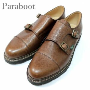 未使用☆パラブーツ Paraboot レザーシューズ/ダブルモンク/ウィリアム/ ブラウン 8（5104)cadfj