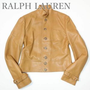 未使用 ラルフローレン RALPH LAUREN ブラックレーベル/レザーブルゾン/レザージャケット/イタリア製/ ブラウン 2（5100)ajbhe