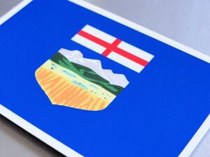 ■カナダ アルバータ州旗ステッカー Sサイズ 5x7.5cm 2枚セット■Canada Alberta 耐水シール(1