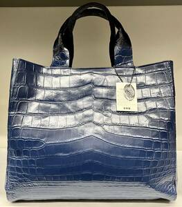  местного производства, сделано в Японии. крокодил wani кожа используя. ручная сумка & ручная сумка, матовый коврик. темно-голубой 00440667