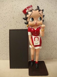 0930529k【サイズB】Betty Boop 看板付き 特大人形 ベティブープ/置物/ベティちゃん/ディスプレイ/ビンテージ/H76cm程/中古品