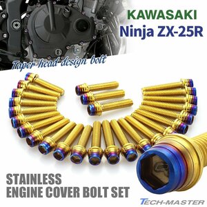 ニンジャ ZX-25R Ninja エンジンカバー クランクケース ボルト 26本セット ステンレス製 ゴールド×焼きチタンカラー TB8432