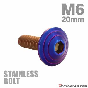 M6×30mm P1.0 ボタンボルト シェルヘッド ステンレス 焼きチタンカラー カウル スクリーン フェンダー 車 バイク カスタム 1個 TR0123