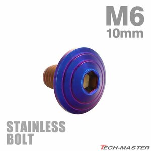 M6×10mm P1.0 ボタンボルト シェルヘッド ステンレス 焼きチタンカラー カウル スクリーン フェンダー 車 バイク カスタム 1個 TR0120