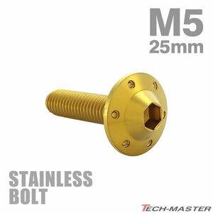 M5×25mm P0.8 ボタンボルト ステップホールヘッド ステンレス ゴールド カウル フェンダー 車 バイク カスタム 1個 TR0189