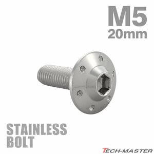 M5×20mm P0.8 ボタンボルト ステップホールヘッド ステンレス シルバー カウル フェンダー 車 バイク カスタム 1個 TR0174