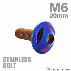 M6×20mm P1.0 ボタンボルト トライアングルヘッド ステンレス 焼きチタンカラー カウル フェンダー 車 バイク カスタム 1個 TR0165