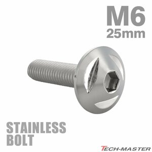 M6×25mm P1.0 ボタンボルト トライアングルヘッド ステンレス シルバー カウル スクリーン フェンダー 車 バイク カスタム 1個 TR0138