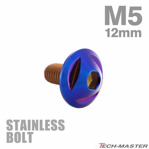 M5×12mm P0.8 ボタンボルト トライアングルヘッド ステンレス 焼きチタンカラー カウル フェンダー 車 バイク カスタム 1個 TR0158