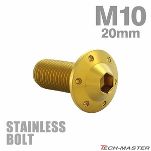 M10×20mm P1.25 ボタンボルト ステップホールヘッド ステンレス ゴールド カウル フェンダー 車 バイク カスタム 1個 TR0653
