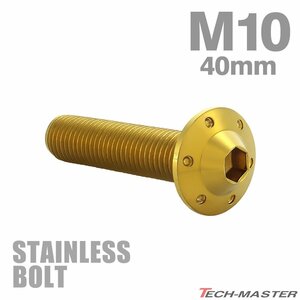 M10×40mm P1.25 ボタンボルト ステップホールヘッド ステンレス ゴールド カウル フェンダー 車 バイク カスタム 1個 TR0657