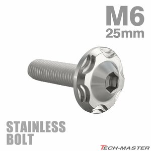 M6×25mm P1.0 ボタンボルト スノーヘッド ステンレス シルバー カウル フェンダー 車 バイク カスタム 1個 TR0264