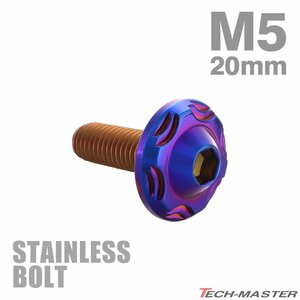 M5×20mm P0.8 ボタンボルト スノーヘッド ステンレス 焼きチタンカラー カウル フェンダー 車 バイク カスタム 1個 TR0286