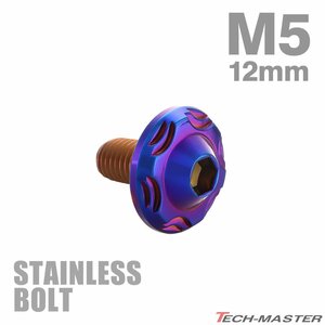 M5×12mm P0.8 ボタンボルト スノーヘッド ステンレス 焼きチタンカラー カウル フェンダー 車 バイク カスタム 1個 TR0284