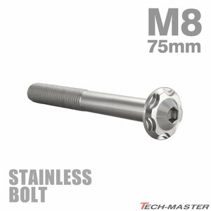 M8×75mm P1.25 ボタンボルト スノーヘッド ステンレス シルバー カウル フェンダー 車 バイク カスタム 1個 TR0473