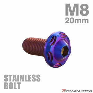 M8×20mm P1.25 ボタンボルト スノーヘッド ステンレス 焼きチタンカラー カウル フェンダー 車 バイク カスタム 1個 TR0488