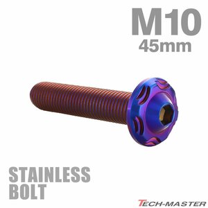 M10×45mm P1.25 ボタンボルト スノーヘッド ステンレス 焼きチタンカラー カウル フェンダー 車 バイク カスタム 1個 TR0749