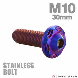 M10×30mm P1.25 ボタンボルト スノーヘッド ステンレス 焼きチタンカラー カウル フェンダー 車 バイク カスタム 1個 TR0746