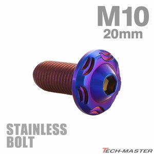 M10×20mm P1.25 ボタンボルト スノーヘッド ステンレス 焼きチタンカラー カウル フェンダー 車 バイク カスタム 1個 TR0744